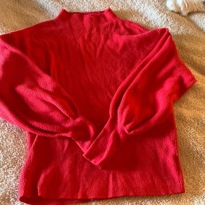 Red ballon sleeve sweater